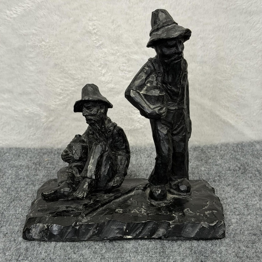 VTG J.G. Kourey Coal Hillbillies Sculpture Signed 1975 West Virginia Folk Art